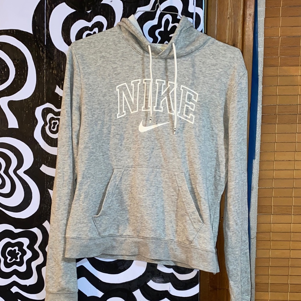 Nike Heather Gray Hoodie with White Logo